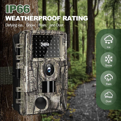 4K 60MP WiFi Trail Camera,Game Cameras with Night Vision Motion Activated Waterproof,Suitable for Outdoor Wildlife Detection, Monitoring Home Security