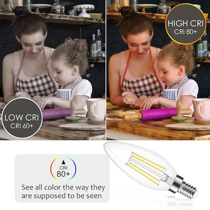 Cotanic Dimmable E12 LED Candelabra Bulb 4000K Daylight, Ceiling Fan Light Bulbs Small Base,60W Equivalent,Type B Bulb for Chandelier,Vintage B11 LED Candle Shape with Clear Glass,600LM,24 Pack