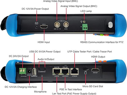 101AV IPS Touch Screen Security CCTV 7” 7in1 Test Monitor Support IP cam, Standard Analog Camera (CVBS) & HD TVI/AHD/CVI Camera up to 8MP