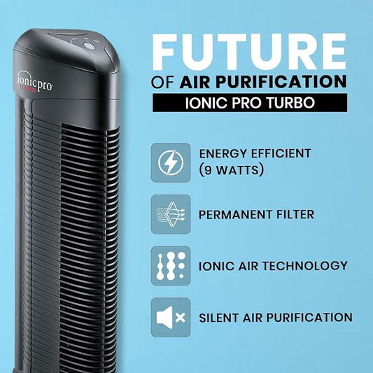 Ionic Pro Turbo Filterless Air Purifier for Home, Cleans Up to 600 sq.ft