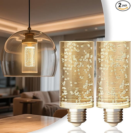 JandCase LED Bulb,5W,3000K,500LM Dimmable E26 Acrylic Bubble Bulb with Ceramic Base, Suitable for E26 Lighting Fixtures Including Chandeliers, Wall Sconces, Table Lamps, and Vanity Lights-2 Pack