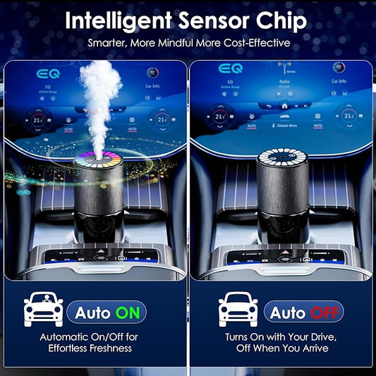 Car Air Freshener, Smart Car Air Freshener, Music-Synced RGB Ambient Lights with Auto On/Off, 150ml, Suitable for Cars, Homes, Offices, Bedrooms (Angels)