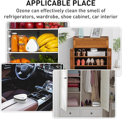 Mini Battery Powered 20mg/h Ozone Machine for Hunting Home Shoes cabinet Fridge Cat litter(White)
