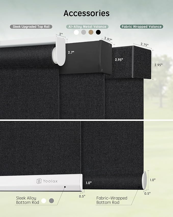 Yoolax Motorized Blinds with Remote, 100% Blackout Smart Roller Shades Work with Alexa, Google, Apple Homekit, Custom Automatic Shades with Voice Control for Bedroom Office (Fabric Black)