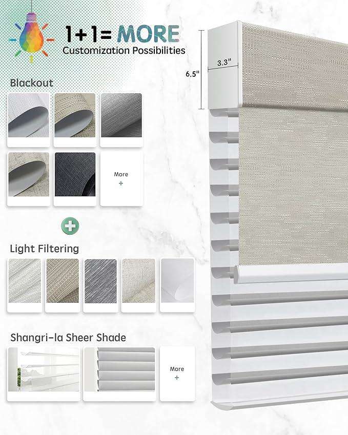 Yoolax Smart Dual Roller Shades, Motorized Blinds with Remote Smart Blinds Compatible with Alexa, Automatic Dual Shades for Windows Bedroom Living Room (Customize)