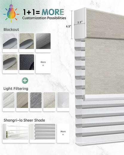Yoolax Smart Dual Roller Shades, Motorized Blinds with Remote Smart Blinds Compatible with Alexa, Automatic Dual Shades for Windows Bedroom Living Room (Customize)