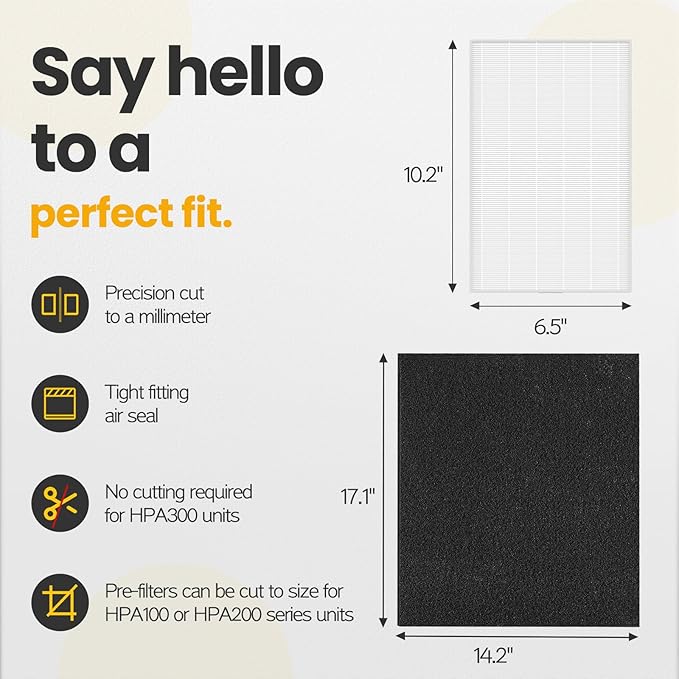 HPA300 Filter Replacement Compatible with Honeywell HEPA Air Purifier HPA300 Series, HPA300, HPA304, HPA8350, HPA300VP, HPA3300b, HPA5300, Pack of 6 HEPA R and 8 Pre filters A HRF-AP1