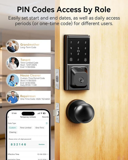 Keyless Entry Door Lock with Knob Handle, Fingerprint Smart Lock
