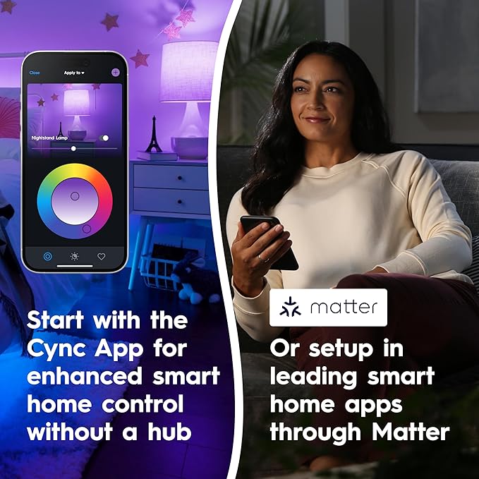 Cync GE BR30 Smart Bulb WiFi LED Light Bulbs, Color Changing Indoor Floodlight, Bluetooth Light Bulb with Alexa & Google Assistant, 65W Full Color 2-Pack
