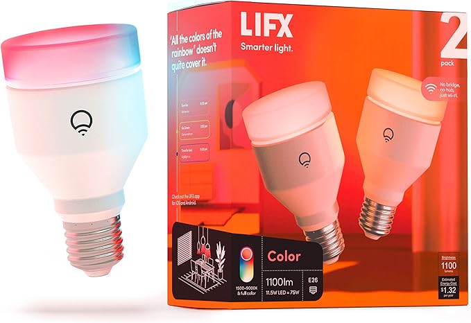 LIFX Color Wi-Fi Smart LED Light Bulbs and BR30 Flood Light (2-Pack)