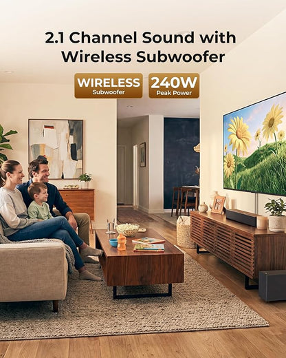 ULTIMEA Sound Bar with Wireless Subwoofer, 240W Peak Power, VoiceMX & BassMX, App Control, 2.1ch Soundbar for Smart TV, Adjustable Bass, HDMI, Optical, Bluetooth 6.0, Poseidon M30 (2026 Model)