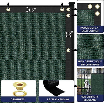 Windscreen4less Privacy Fence Screen Heavy Duty Windscreen Fencing Mesh Fabric Shade Net Cover with Brass Grommtes for Outdoor Wall Garden Yard Pool Deck, 6'x182' Green