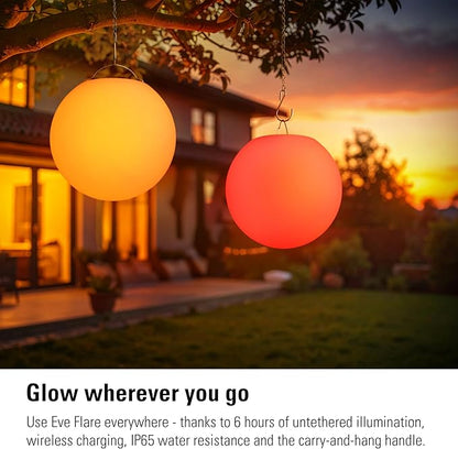 Eve Flare - Portable Smart LED Lamp with Apple HomeKit Technology, IP65 Water Resistance and Wireless Charging, Bluetooth & Thread