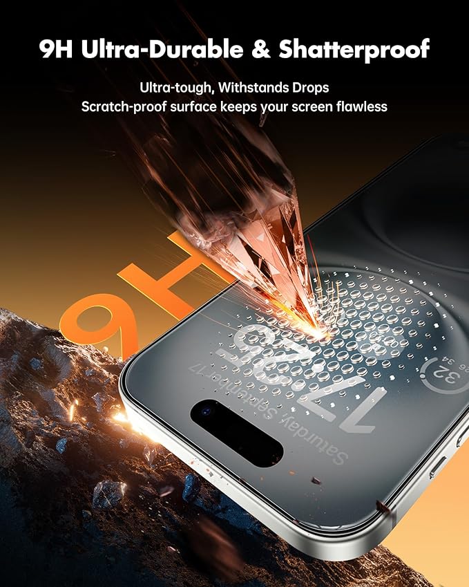 UNBREAKcable Privacy Screen Protector for iPhone 16 Plus, Anti-Spy Shatterproof Tempered Glass [True 28°Anti Spy] [9H Hardness] [Easy Installation Frame] Black Protector for iPhone 6.7" - 2 Pack