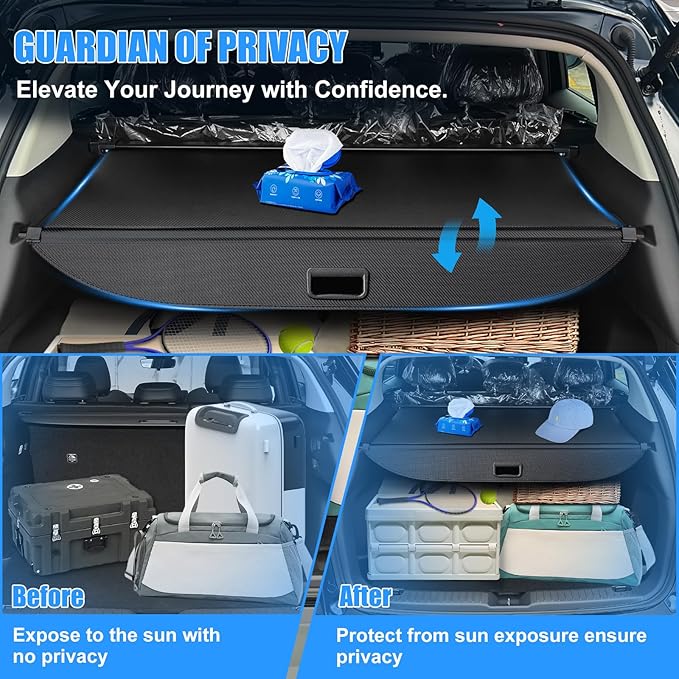AUXKO Retractable Cargo Cover for Hyundai Palisade 2026 with 4PCS Headrest Hooks, Trunk Cargo Cover Luggage Security Shade Cover Shielding Shade Anti-Peeping Luggage Privacy Screen, Carbon Fiber