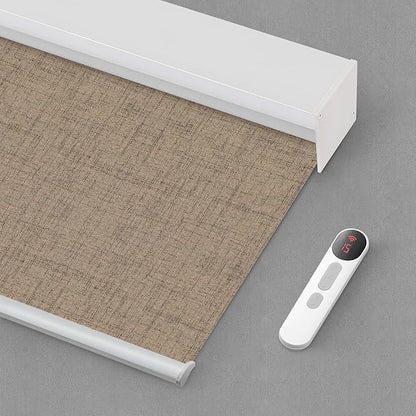 Bringnox Motorized Blinds with Remote,100% Blackout Smart Roller Blinds Compatible with Apple Homekit Google Home and Alexa Via HUB,and Customized (Vigor Wheat-09)
