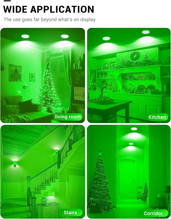 BR30 Green Flood Light Bulb, JandCase Green LED Light Bulb, 11W(100W Equivalent), 900lm, Non-Dimmable Can Light Bulbs for Ceiling, E26 Base, 2 Pack