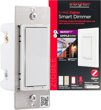 Enbrighten Zigbee Smart Light Switch, QuickFit & SimpleWire & Zigbee Dimmer, QuickFit & SimpleWire, Pairs Directly with Echo Studio/Show 10/Plus 1st