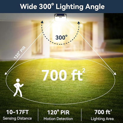 TECKNET 231 LED Solar Motion Lights Outdoor, 300° Angle & 3 Lighting Modes, PIR Motion Sensor & IP65 Security Solar Wall Lights for Fence Front Door Yard Deck Garden Garage(6 Pack-Warm Light)