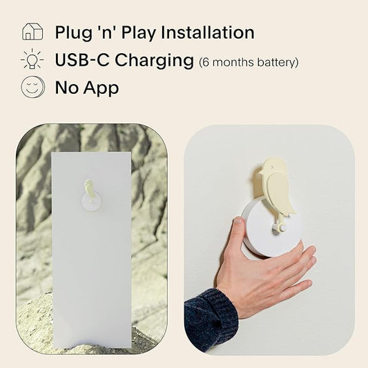 Birdie 2.0 - Design Indoor CO2 Monitor for House Burping - Air Quality Meter for Home & Office - Visual Air Quality Sensor for Fresh Air - Wall Mounted - Swiss Sensor Technology-Dune, FullBirdie