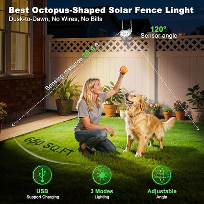 Tryme Fake Security Camera Solar Light with Flexible Octopus Tripod, Adjustable Dummy CCTV with Flashing Red LED, Motion Sensor Outdoor Solar Light, 3 Modes, No Drill (Solar/USB)
