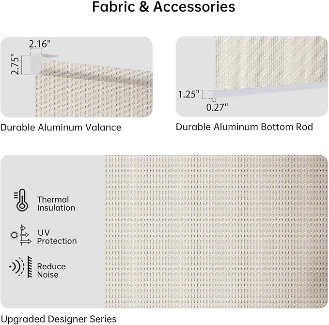 Motorized Coupled Shades, Falme Resistant Smart Solar Shades for Large Windows Automatic Blinds Compatible with Alexa, Electric Roller Blinds Customized for Home Office(3% Openness Beige)