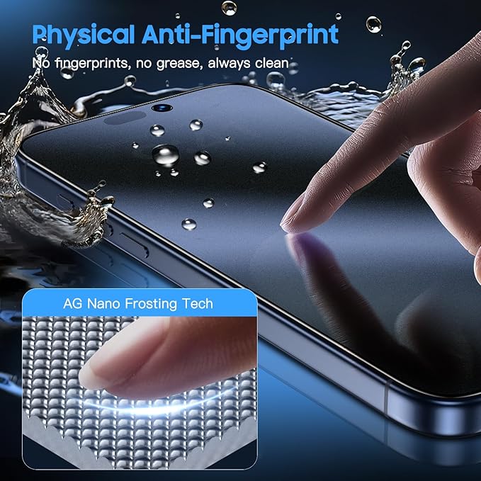 Uyiton for iPhone 17 Pro Matte Privacy Screen Protector - Anti-Fingerprint [Easy to Install] Anti-Spy Shatterproof Full Coverage 9H Tempered Glass Screen Cover, 2 Pack