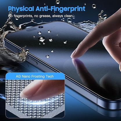 Uyiton for iPhone 17 Pro Matte Privacy Screen Protector - Anti-Fingerprint [Easy to Install] Anti-Spy Shatterproof Full Coverage 9H Tempered Glass Screen Cover, 2 Pack