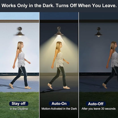 Motion Sensor Light Bulbs, 12W Motion Activated Dusk to Dawn Outdoor Light Bulb (100Watt Equivalent) A19 E26 3000K Warm White for Outdoor Indoor Front Door Porch Garage Basement Hallway, 4 Pack