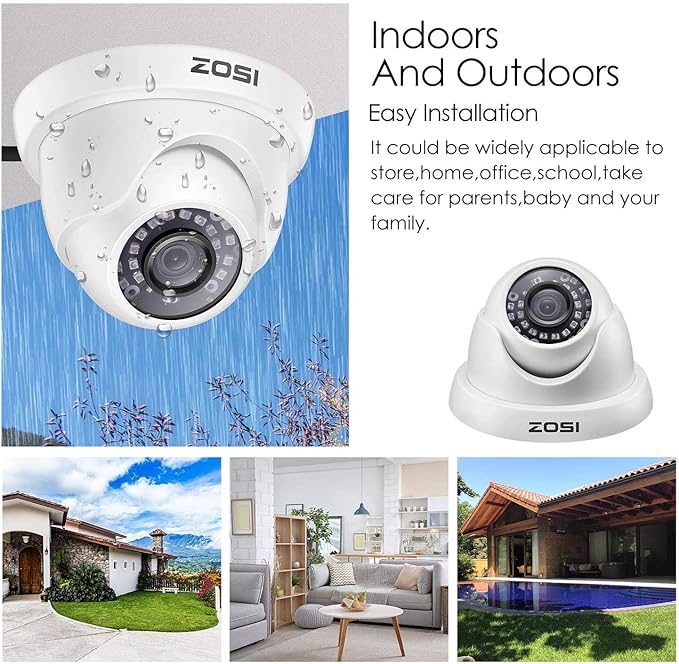 ZOSI 4 Pack 2.0MP HD 1080P Security Cameras Kit TVI/CVI/AHD CCTV Dome Home Cameras for 720P / 1080N / 1080P/5MP/4K HD-TVI AHD CVI Analog DVR Systems (White) (Renewed)