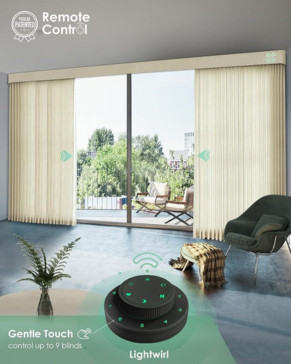 Yoolax Motorized Curtains with Remote, Blackout Curtains with Voice Control, Smart Retractable Shades for Living Room, Bedroom, Compatible with Alexa Google Home, APP Control, Custom Size, Beige