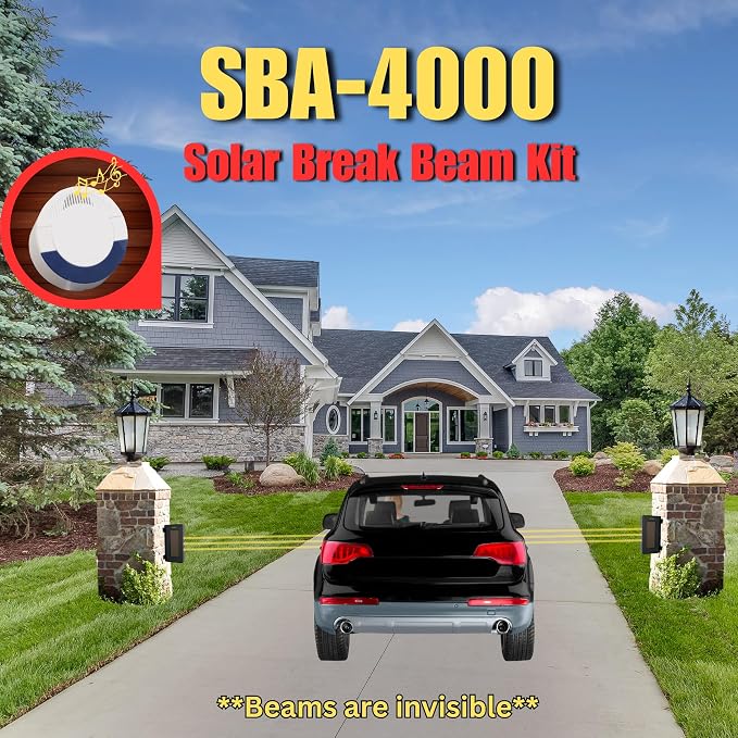 Dakota Alert SBA-4000 Solar Break Beam Wireless Driveway Alarm Kit, 1-Mile