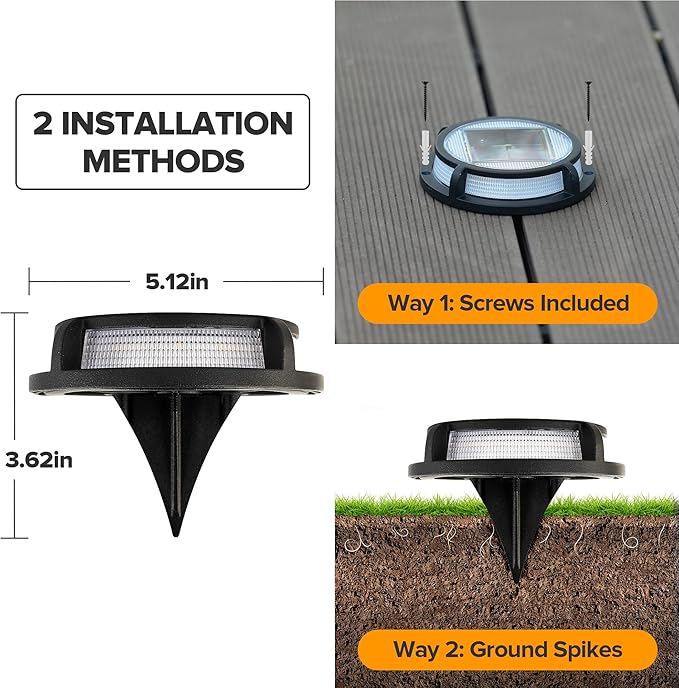 LUTEC 4 Pack Solar Driveway Lights, 12 LEDs IP67 Waterproof Outdoor Solar Dock Driveway Marker Lights for Step, Sidewalk, Pathway, Patio, Garden(Warm White)