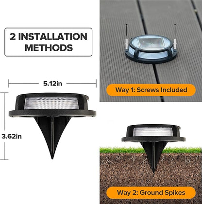 LUTEC 4 Pack Solar Driveway Lights, 12 LEDs IP67 Waterproof Outdoor Solar Dock Driveway Marker Lights for Step, Sidewalk, Pathway, Patio, Garden(Warm White)
