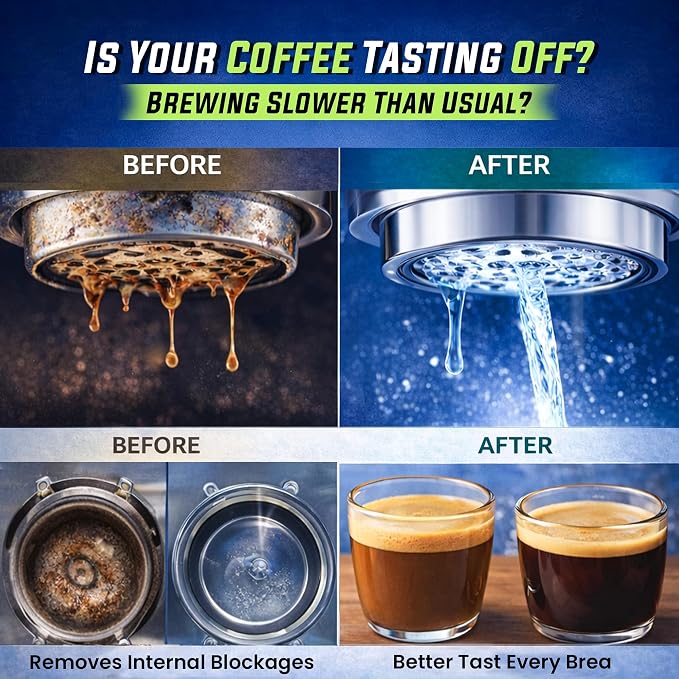 Coffee Maker Cleaner Tablets 25 Count, Coffee Machine Cleaner 1 Yr Supply | Removes Limescale, Mineral & Oil Buildup, Coffee Pot Cleaner and Descaler for Keurig, Nespresso, Ninja, Breville and DeLonghi
