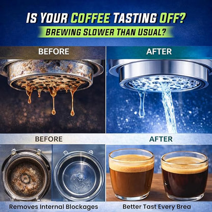 Coffee Maker Cleaner Tablets 25 Count, Coffee Machine Cleaner 1 Yr Supply | Removes Limescale, Mineral & Oil Buildup, Coffee Pot Cleaner and Descaler for Keurig, Nespresso, Ninja, Breville and DeLonghi