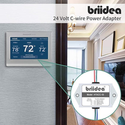 Briidea C-wire Power Adapter, Use for 24V Honeywell Home Thermostats, White
