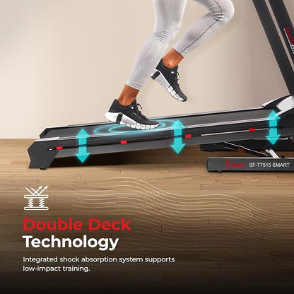 Sunny Health & Fitness Exercise Treadmills Double Deck Sizes and Incline Features with Bluetooth & SunnyFit App