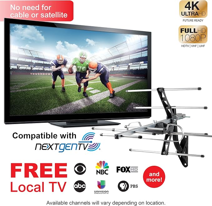 UltraPro Outdoor HD Digital, Long Range Smart TV Antenna, Supports 4K 1080P HD VHF UHF, J Mount Included for Attic or Outdoor, Weather Resistant, 65000 (Pack of 3)