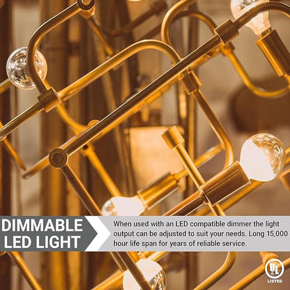 Diodesy- Half Chrome Dimmable LED Light Bulb A19 Round Shape 6W (40W Equivalent) E26 Base 2200K Amber Light 540LM Silver Bowl Edison Chrome Tipped Reflected Glass for Bathroom Vanity Mirror Pack of 6