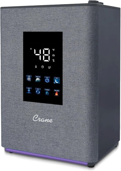 Crane 4.5L Warm and Cool Mist Humidifier, Top Fill Ultrasonic Humidifier for Large Room, Bedroom, Baby Nursery, Easy Clean, Humidifier with Essential Oil Tray, Humidifier with Humidistat & Remote