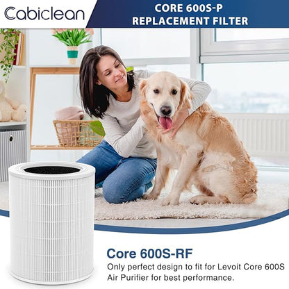 Core 600S Replacement Filter for LEVOIT Core 600S & Core 600S-P Air Purifier,Core 600S-RF Replacement Filter for Home Large Room, 2 Pack, White