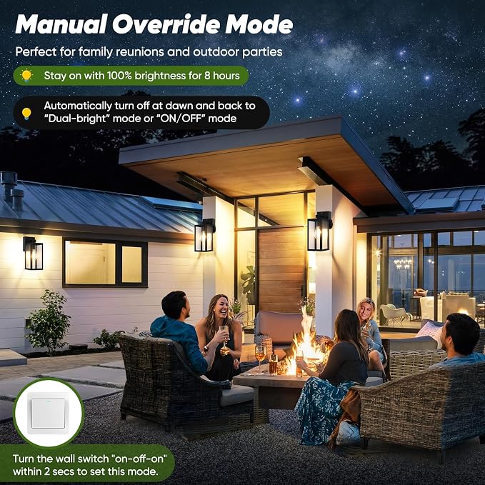 BesLowe 2-Pack Upgraded Motion Sensor Porch Lights with Outlet, Black
