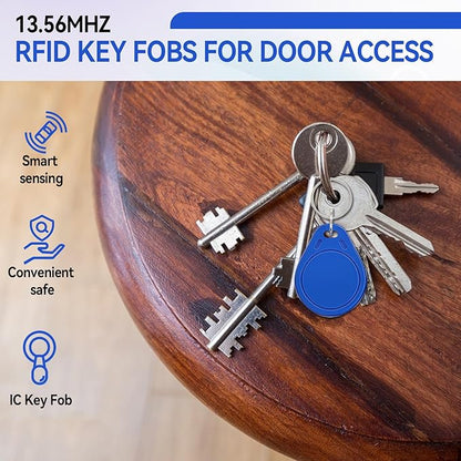 JOJOCY 50 PCS 13.56MHz MFR Ultralight C ULC Key Fobs, NFC Tags, ISO14443A RFID Access Control Key Cards for Smart Door Locks (Blue)