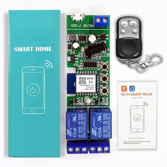 2 channelsWiFi Wireless Smart Switch Inching Self-locking Relay Module, be applied to access control Tuya SmartLife APP,DIY WIFI Garage Door Opener With 433 MHz RF remote control