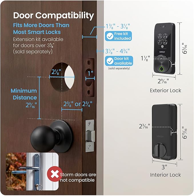 Lockly Visage Zeno Series Smart Lock, Facial Recognition & Fingerprint Keyless Entry Door Lock, Built-in Wi-Fi Deadbolt with Apple Home Key, PIN Genie Keypad, App Remote Control (Matte Black)