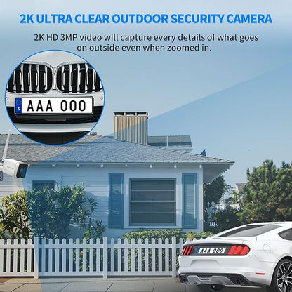 Septekon 4 Pack Outdoor Security Camera 2K，WiFi Cameras for Home Security Outside with Motion Detection Tracking, Night Vision, Two-Way Audio, IP66 Weatherproof, 2.4GHz Wi-Fi, Compatible with Alexa