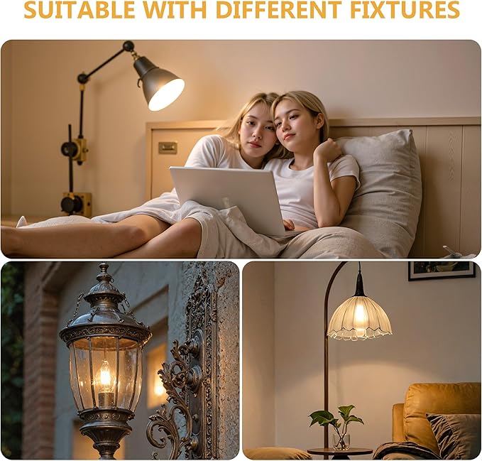 E12 LED Edison Bulb 40W Equivalent,Non-Dimmable 2700K Warm White，600 Lumens 4W C35 LED Filament Vintage Light Bulbs，Clear Glass,Suitable for Chandeliers and Ceiling Fans (6 Pack)