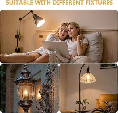 4w Led Light Bulbs,Equivalent to 40w in Terms of Energy Saving Effect,2700K,C35,E12 Warm Lights Bulb,Edison Retro Design,CRI85+,Chandelier Dimmable Light Bulbs 6 Pack