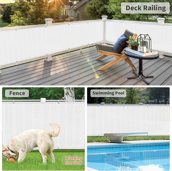 LOVE STORY Balcony Privacy Screen, 3'x13' Deck Shield Screen Fence Cover,UV Protection and Weather-Resistant,3 FT Height for Deck, Patio, Backyard, Outdoor Pool, Porch, Railing, White